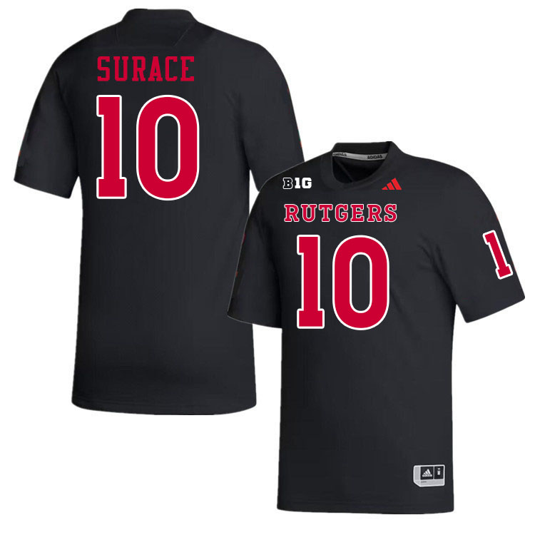 Men #10 AJ Surace Rutgers Scarlet Knights 2024 College Football Jerseys Stitched-Black